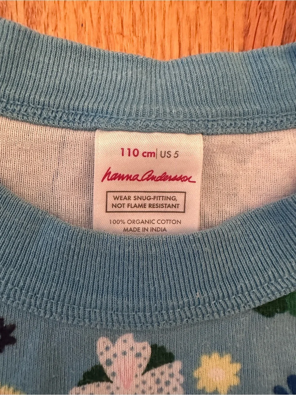 Hanna Andersson Size 110 5 Blue Scandi Floral Short Sleeve Pajama Set Cotton